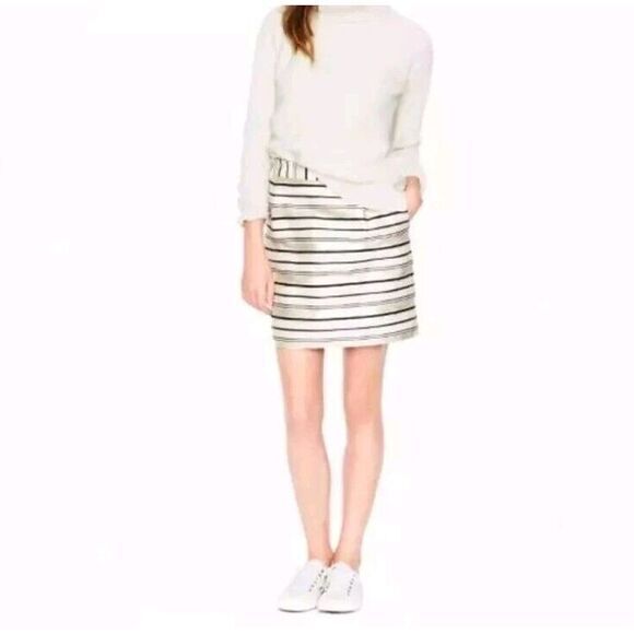 J. Crew Gold Striped Mini‎ Skirt Women Size 0 - Picture 1 of 12